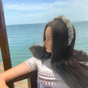 Handcrafted Blue and Brown Celtic Lightly Padded 2" Wide Cotton Headband Boho